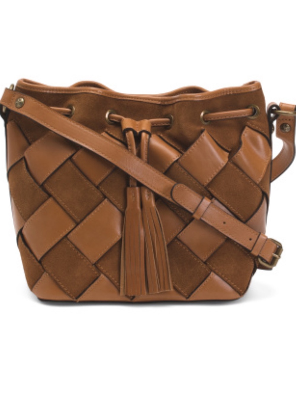 Patricia Nash Leather Drawstring Bag in Light Tan NWT